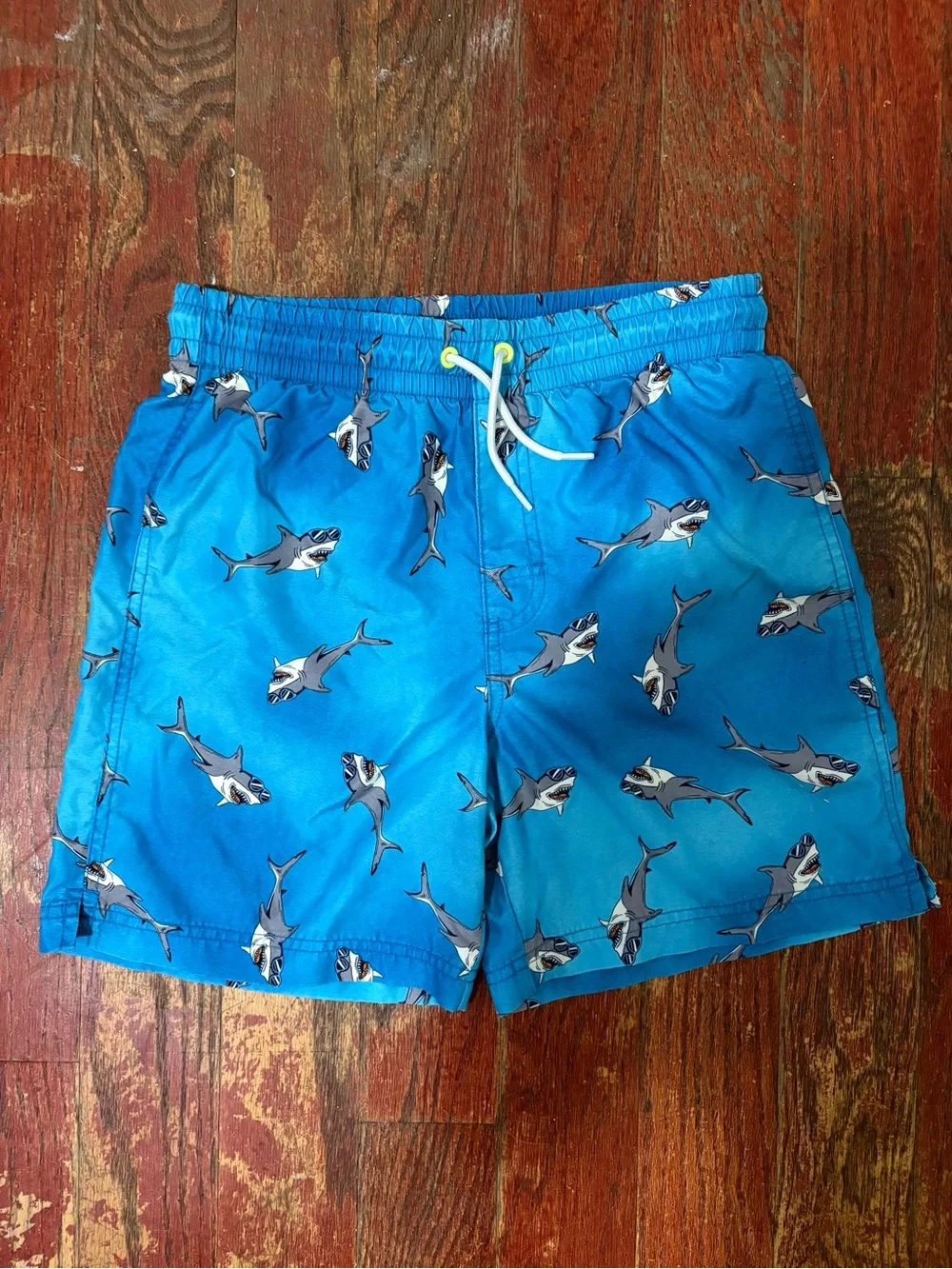 Old Navy Blue Shark Print Kids Swim Trunks